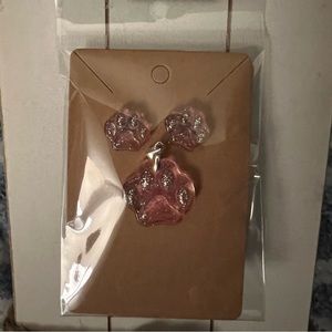 Dog paw pendant/Earrings set